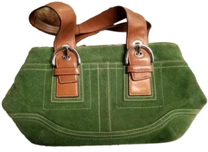 Coach Handtasche selten Vintage limettengrün Wildleder und britisches Leder Business Tote - Bild 1 von 22