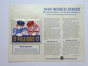 PARCHE DE COLECCIÓN SERIE MUNDIAL DE LOS NEW YORK YANKEES 1949 CON TARJETA DE ESTADÍSTICAS DE SERIE E HISTORIA - Imagen 1 de 3