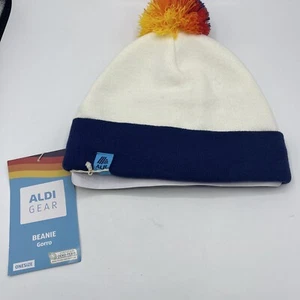 Aldi Gear 2023 Beanie Fall White/Navy w/Pom Pom Onesize - Picture 1 of 2