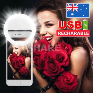 Selfie Portable LED Ring Fill Light Camera Photography for iPhone Android Phone - Picture 1 of 12