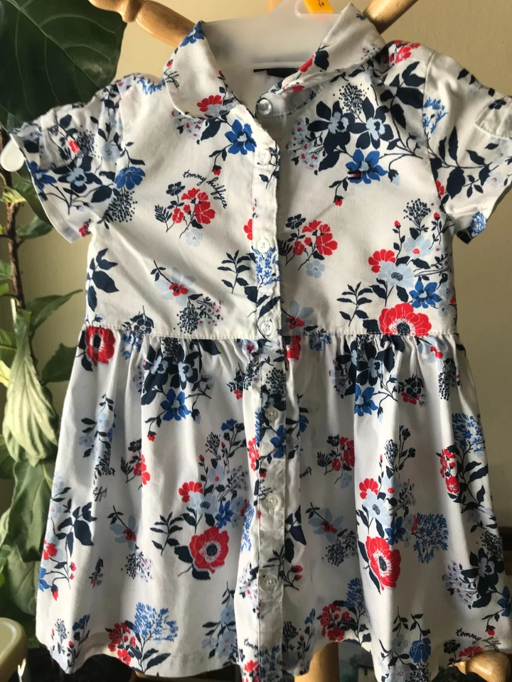 Tommy Hilfiger 3T Floral Multicolor Buttondown Collared Short Sleeves Dress - Image 1 of 4