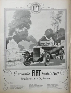 PUBLICITÉ DE PRESSE 1925 AUTOMOBILES FIAT MODÈLE 503 10 CHEVAUX 5 PLACES - Bild 1 von 1