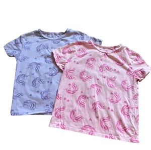Lote de 2 camisetas H&M niños niñas unicornio-rosa/púrpura-talla 8/10-en buen estado - Imagen 1 de 5