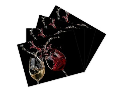 Placemats / Glass Cutting Boards Set of 4 Size 40x30cm /each Glasses of Wine  - Image 1 of 4