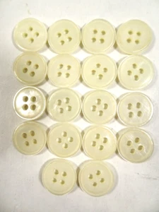 18 Cream White Pearlized 4-Hole ACRYLIC BUTTONS 1/2" - Picture 1 of 1