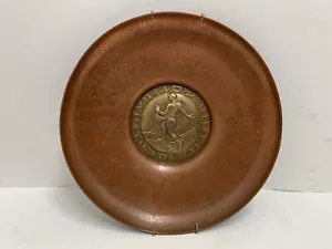 Piatto da appendere da parete vintage Maurice Ascalon design Pal-Bell Israel rame/ottone - Foto 1 di 10