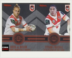 2017 TLA NRL TRADERS TRADING CARD CLUB HEROES CH25 FRIZELL+CH26 BELIN-DRAGONS