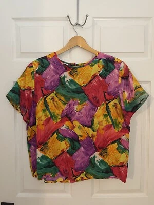 Top coprispalle Hana Sung Studio vintage chic donna L 100% seta ottimo - Immagine 1 di 4