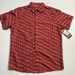 Akademiks 90s Chain Link Button Up Shirt Mens XLarge Red Short Sleeve New - Picture 1 of 11