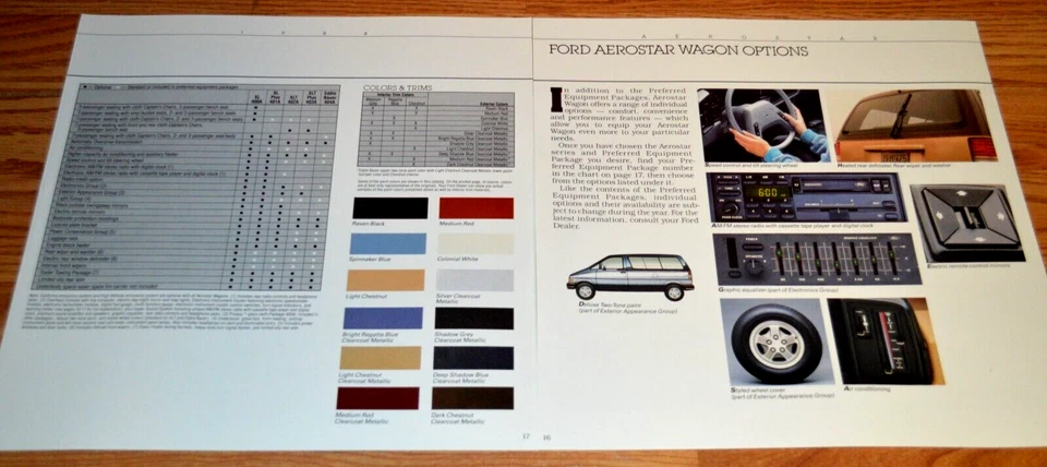 Ford Aerostar 1988 colores y adornos original concesionario anuncio impreso anuncio 88 Foto 1 de 1