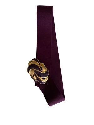Vintage 1980s Burgundy Elastic Stretch Wide Waist Belt Gold Toned Buckle Large - Image 1 of 4