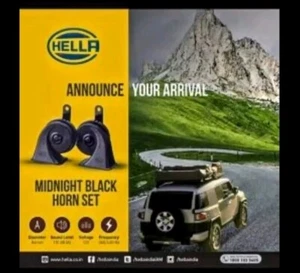 TE 10 SET HELLA TRUMPET HORN MIDNIGHT BLACK KIA SOUND - Picture 1 of 9