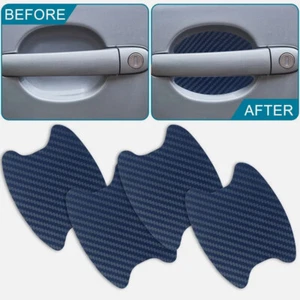 4pcs/Set Blue Carbon Fiber Car Door Handle Protector Film Anti-Scratch Sticker - Picture 1 of 14