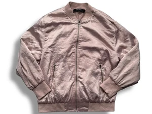 Zara Basic Pink Satin Bomber Jacket Size Small Lightweight Excellent Condition - Picture 1 of 9