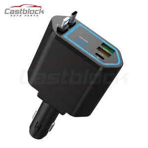 5 IN 1 Fast Car Charger with Cable Retractable Phone Charger USB C Power Adapter - Picture 1 of 6