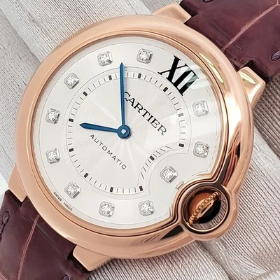 Cartier Ballon Bleu 36mm Diamond Dial Rose Gold Watch WE902028 3003 Box Booklet - Image 1 of 4