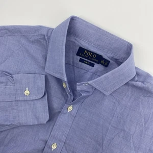 Polo Ralph Lauren Dress Shirt Mens 16 Slim Blue Business Preppy Classic NEW - Picture 1 of 10