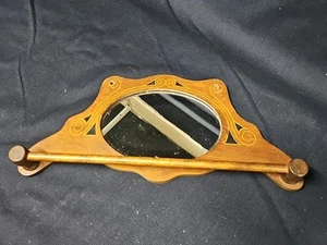 Antiker Holz Handtuchhalter mit Spiegel Krawattenhalter Schmuck 14"x 6,5" Vintage - Bild 1 von 12
