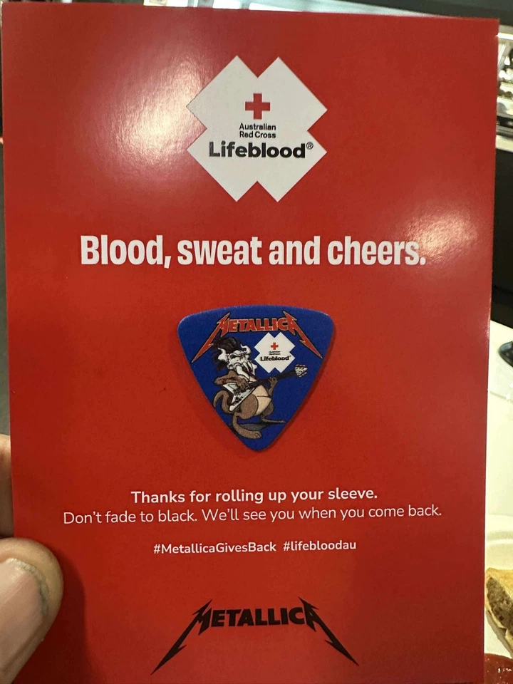 metallica Australia blood bank guitar pick - Image 1 of 1