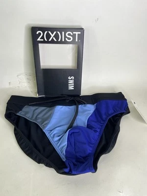 2XIST Rio Swim Brief Swimwear Bottoms Blue Multi Color Striped Mens Size M - Image 1 of 4