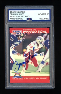 BRIAN BLADES SIGNED 1990 PRO SET PRO BOWL PSA/DNA AUTO SEAHAWKS GEM MINT 10 - Image 1 of 2
