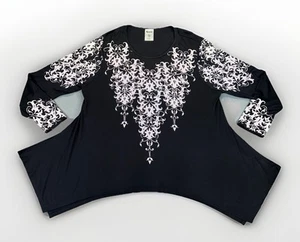 Vocal Bluse Damen Plus 3XL Schwarz Langarm Strass Bohemian Pullover - Bild 1 von 13