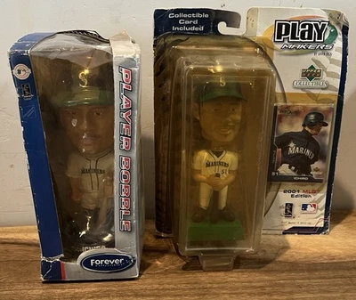 Cabezas Bobble Ichiro Mariners 2001 cubierta superior y Forever Collectibles 2006 Foto 1 de 4