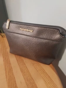 Montana West Silver Gray Metallic Leather Zip Clutch Bag 6x10 - Picture 1 of 9