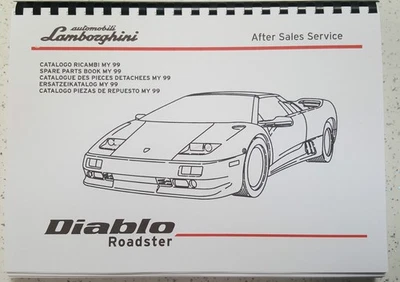 LAMBORGHINI DIABLO ROADSTER PARTS MANUAL 1999 ONWARDS REPRINTED - Image 1 of 2