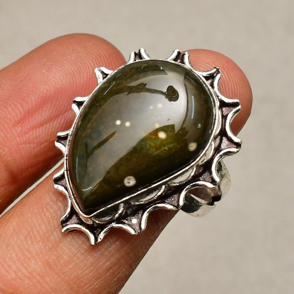 Anello gioiello in argento sterling 925 fatto a mano con pietre preziose in... - Immagine 1 di 4