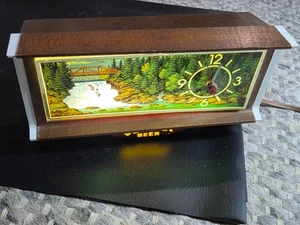 Vintage Olympia Bier Wasserfall beleuchtetes Registrierkassenschild und Uhr - Bild 1 von 10