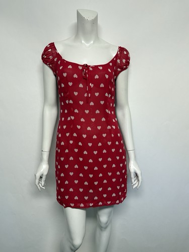 Abito Vintage Moschino Jeans Rosso Stampa Cuore 42 M