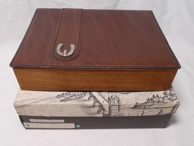 Goldpfeil Humidor?Zigarrenaufbewahrungskiste Holz+Leder Braun Alte Lagerware - Bild 1 von 4