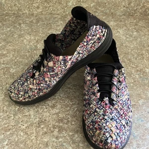 Bernie Mev Women’s Sz 38 (US 7-7.5) Victoria Multi Color Elastic Weave Sneakers - Picture 1 of 16