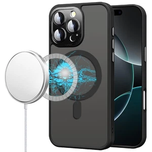 For iPhone 16 Pro 6.3in Case Magnetic Circle Metal Glass Lens + Tempered Glass - Picture 1 of 12