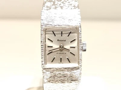 VINTAGE RARE SWISS WHITE GOLD PLATED LADIES MECHANICAL WATCH BRACELET "ACCURIST" - Image 1 of 4