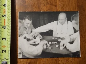 RARE OLD VINTAGE PHOTO POKER NIGHT PLAYING CARDS MEN GAMBLE - Picture 1 of 5