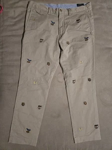 Pantalones chinos Polo Ralph Lauren estilo vintage bordados universitarios perro tigre 34x30 - Imagen 1 de 7