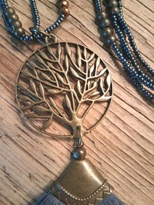 Tree of life long beaded tassle necklace. - Picture 1 of 7