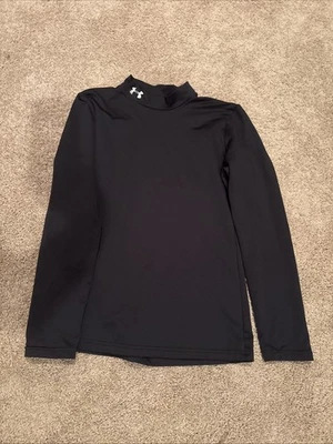 Under Armour UA Boys Coldgear Fitted Mock Neck Black Shirt XXL - Image 1 of 3