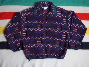 VTG 90s Columbia Plum Aztec Southwest USA Zip Outdoor Hiking Fleece Jacket L - Picture 1 of 7