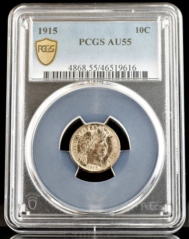 1915 10C Barber Dime PCGS AU55 Cover
