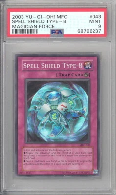 PSA 9 - Yu-Gi-Oh Card - MFC-043 - SPELL SHIELD TYPE-8 (super rare holo) - MINT - Image 1 of 2