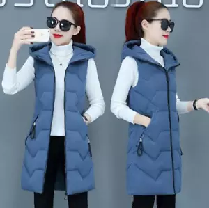 Women Winter Warm Long Vest Jacket Coat Sleeveless Casual Puffer Waistcoat gift - Picture 1 of 20