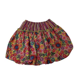 Hanna Andersson 130 Floral Bubble Skirt Girls Size 8 Green Colorful Stripes - Picture 1 of 8