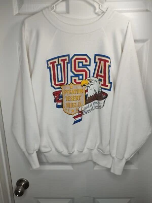 Vtg 90's USA Operation Desert Shield Bald Eagle Crewneck  Sweatshirt Size Large - Image 1 of 4