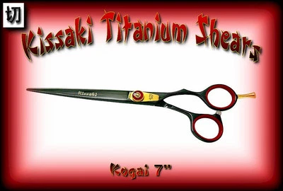 Kissaki Pro Hair 7.0" Kogai Black Titanium Hair Cutting Scissors Barbers Shears - Image 1 of 4