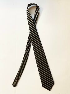 Elegant Bill Blass Black, White, Gold, Blue, and Brown Silk Necktie FREE SHIPPIN