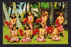 Tarjeta postal de Hawaiian Entertainers c1952 Nani Li'i grupo de chicas jóvenes hawaianas - Imagen 1 de 2