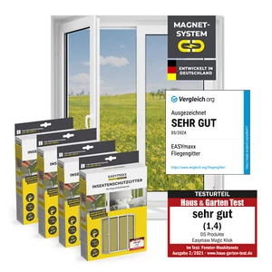 EASYmaxx Insektenschutz Fenster 4er Set 150x130 Fliegen Gitter Mücken Netz - Bild 1 von 9